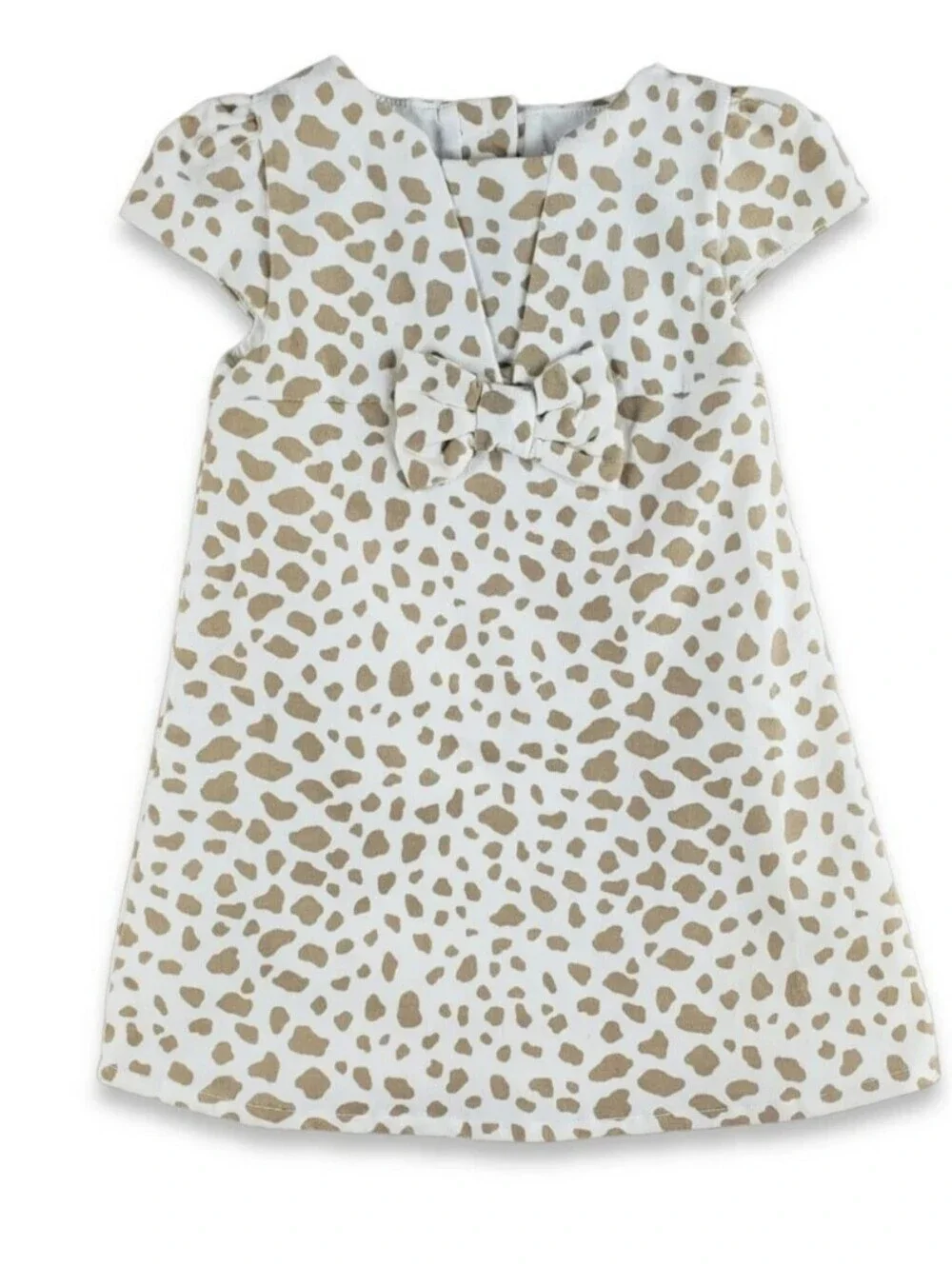 Gymboree Girls Toddler Lined Dress with Bow Ivory Leopard Print 4T